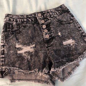 High Waisted Acid Wash Shorts